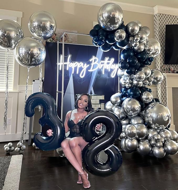 Black and Metallic Silver Balloons, 50PCS Black and Silver Balloons Party Decorations 12 Inch Black Silver Party Balloons for Birthday,Graduation,New Years,Wedding,Engagement Party Decorations