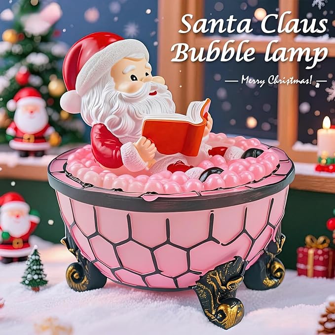 Christmas Santa Claus Bubble Bath Lamp, Creative Halloween Light, Santa Claus Bubble Bath Light, LED Night Light for Bathroom Decor, Christmas-Themed Bathtub Lamp for Halloween Party