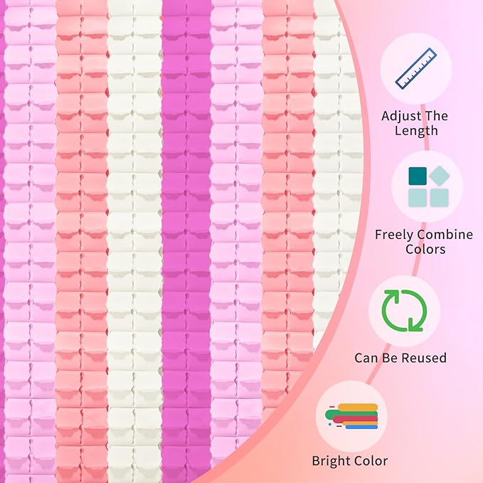Pink Birthday Party Decorations Garland - Princess Peach Four Leaf Clover Streamers Banner Hanging Paper Backdrop Decor for Women Girl Baby Shower Bachelorette Wedding Bridal Engagement Garsellen