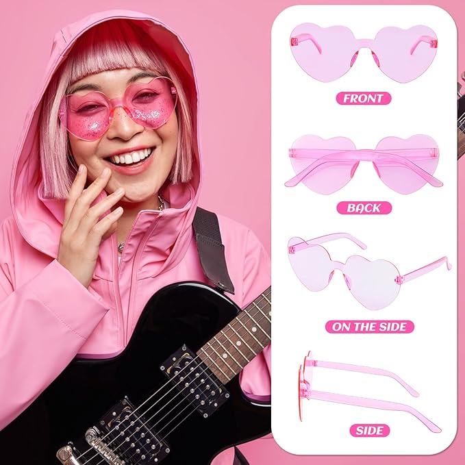 24 Pack Valentine's Day Glasses,Heart Shape Sunglasses,Heart Shape Pink Glasses for Valentine,Prop,Wedding Decor,Party Favors Accessory