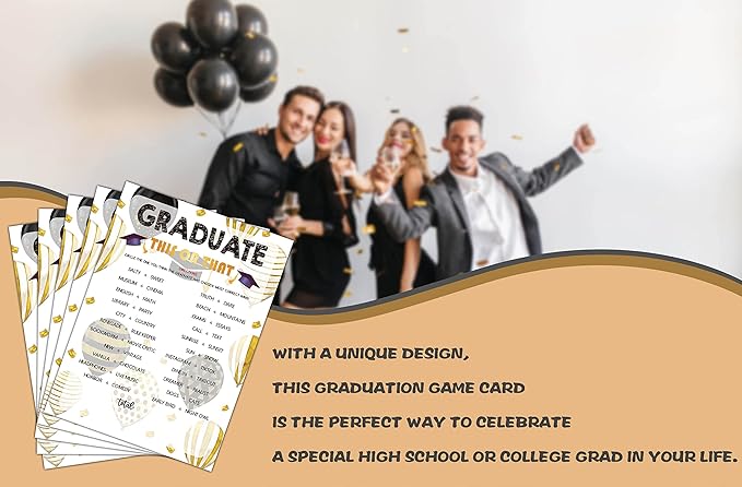 Graduation Party Games - This Or That Game Cards for The Graduate - Graduation Party Decorations 2024 - Gold & Black Grad Celebrations Party Supplies for High School/College - 30 Game Cards(F05)