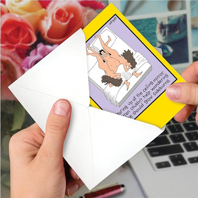 NobleWorks - 1 Funny Cartoon Card for Birthdays - Happy Bday Celebration for Grown-Ups, Humor Stationery Greeting - Grow Sideburns 8367
