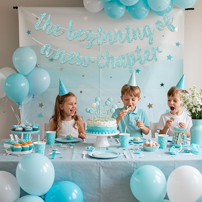 BEISHIDA The Beginning of A New Chapter Banner,Farewell Book Themed Housewarming Party Congratulations Decorations,Going away party Garland,Graduation Sign 2026 Banner,retirement Supplies,Baby Blue