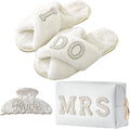 Bride To Be Gift Set Bride Makeup Bag I Do Bride Slippers Bride Robe Bride Hair Clip Bride Gifts Wedding Gifts (Slippers+Makeup Bag+Clip)