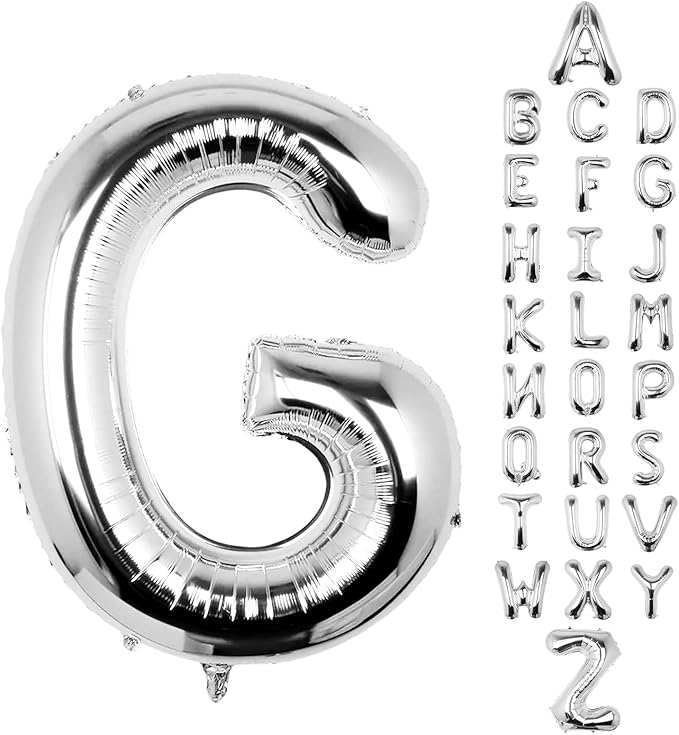 Letter Balloons 40Inch Large Giant big Foil Mylar Silver Balloons G for Birthday Party Decorations