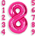 SUWEN 40 Inch Hot Pink Large 8 Number Balloons Big Foil Helium Number Balloons 0-9 Jumbo Happy 8th Mylar Birthday Party Decorations for Girl Anniversary Party Supplies