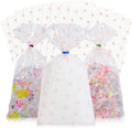 Docvania Cello Cellophane Treat Bags Pink Bow Candy Bags 100 pcs 6 X 11 Goodie Gift Bag with Twist Ties for Baby Shower,Valentine's Day Birthday Parties and Weddings