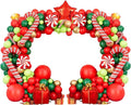 Leesoot Christmas Balloons Arch Decorations 144pcs Red Green Gold Balloons for Party Gift Star Candy Cane Balloons Indoor Outdoor Decor Christmas Balloon Garland Arch Kit