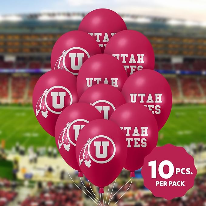 Utah Utes Balloons 10 Pack 11" Official Licensed Logos, Helium Quality Latex Balloons, Perfect for College Football Team Celebration, Decorated Front and Back by Westrick