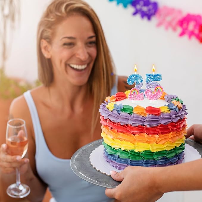 Rainbow Birthday Number Candles, Number 5 Candles, Cupcake Decorations, Macaron Birthday Cake Decorations, Cartoon Theme Party Supplies (Number 5)