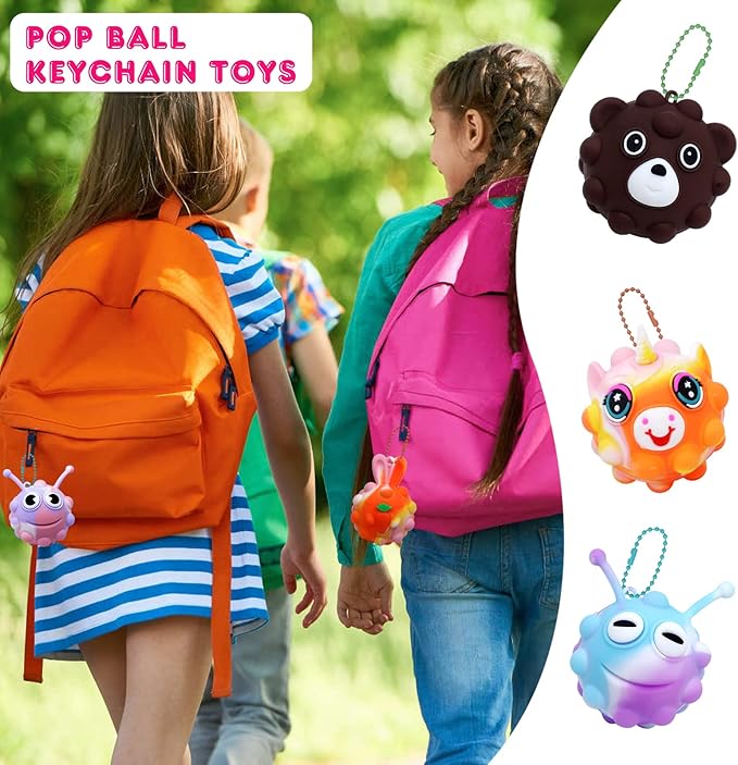Easter Basket Stuffers, 18 PACK Animal Pop Fidget Balls, Easter Egg Fillers, Birthday Gifts for Boys Girls, Party Favors for Kids 4-8 8-12, Goodie Bags Stuffers for Kids, Pinata Stuffers