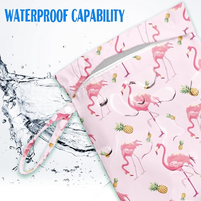 Beach Essentials, Wet Bag for Swimsuit Dirty Clothes Yoga Gym Diaper, Wet Dry Bag, Beach Vacation Essential for Travel Poor Bathing Summer Flamingo Gifts