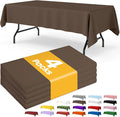 Brown Plastic Table Cloth - 4 Pack 54" × 108" Rectangle Disposable Tablecloths for 6FT Tables, Table Cover for Party, Holiday & Gathering Use