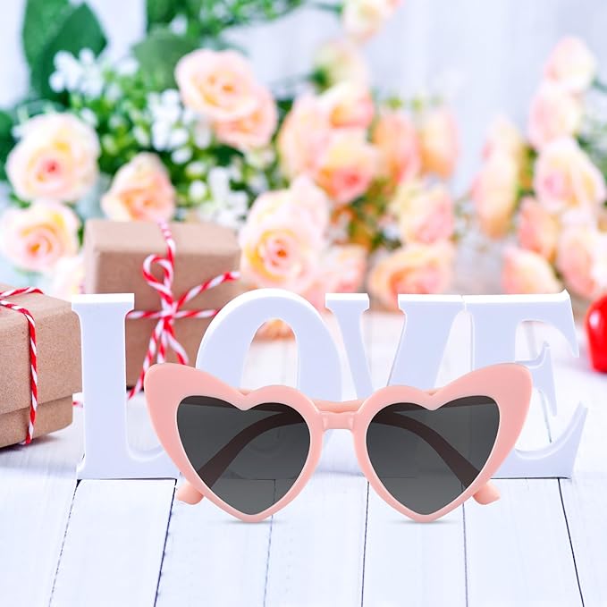 6 Pack Bachelorette Sunglasses Heart Shaped Sunglasses Vintage Heart Glasses for Women Wedding Party Decor