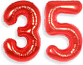 AULE 40 Inch Big Red Foil 35 Number Balloons for Women Large 35th Happy Birthday Decorations Giant Huge Helium Mylar 53 Anniversary Party Decor