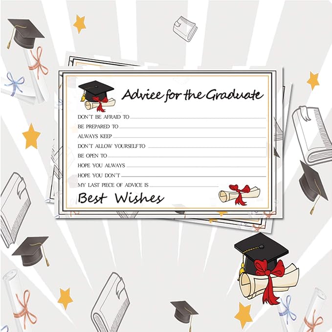Graduation Wish Cards - 50PCs High School or College Graduation Advice Cards Supplies 2026 Decorations Grad Celebration Party Supplies for High School/College/Senior School