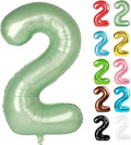 Sage Green Number 2 Balloon 40 Inch, 2 Balloon Number, 2nd Birthday Decorations for Baby Girls Boys Toddlers