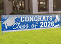 Large Congrats Grad Banner Light Blue Class of 2026 Banner Backdrop 2026 Yard Sign for Graduation Party Supplies Graduation Decorations 2026 (Light Blue)