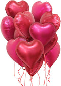 Red Heart Metallic Balloons, 20Pcs 18 Inch Hot Pink Foil Heart Balloons, Love Balloon for Valentines Day Decorations Galentines Balloon for Birthday Wedding Anniversary Party