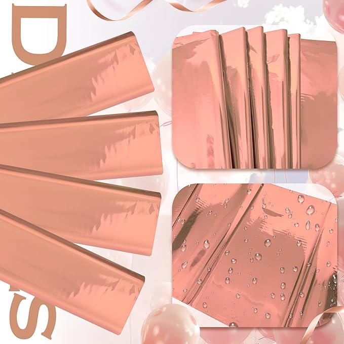 2pcs Rose Gold Foil Tablecloth 54*72inch Plastic Weddng Birthday Party Table Cloths Disposable Waterproof Table Cover for Elegant Event Anniversary Baby Shower Graduation Party Supplies