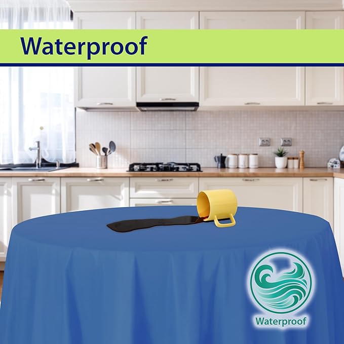 Blue Disposable Plastic Tablecloth for Round Tables (36 Pack) Table Cloths for Parties, Events & Weddings, Indoors & Outdoors, 84 inches, Plastic Table Cover