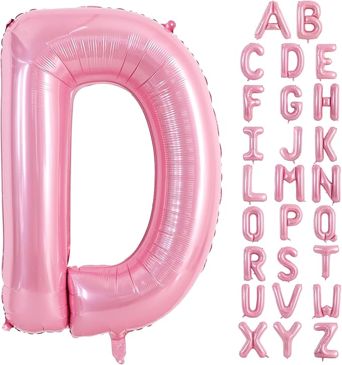 TONIFUL 40 Inch Large Pink Letter D Balloons Giant Foil Mylar Alphabet Balloon for Birthday Party Anniversary Baby Shower Wedding Supplies Decorations