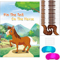Pin The Tail on The Horse Game -Horse Party Games for Kids with 21'' x 28'' Poster, Resuable Tails Stickers Party Supplies for Kids Birthday Party Favor Sets