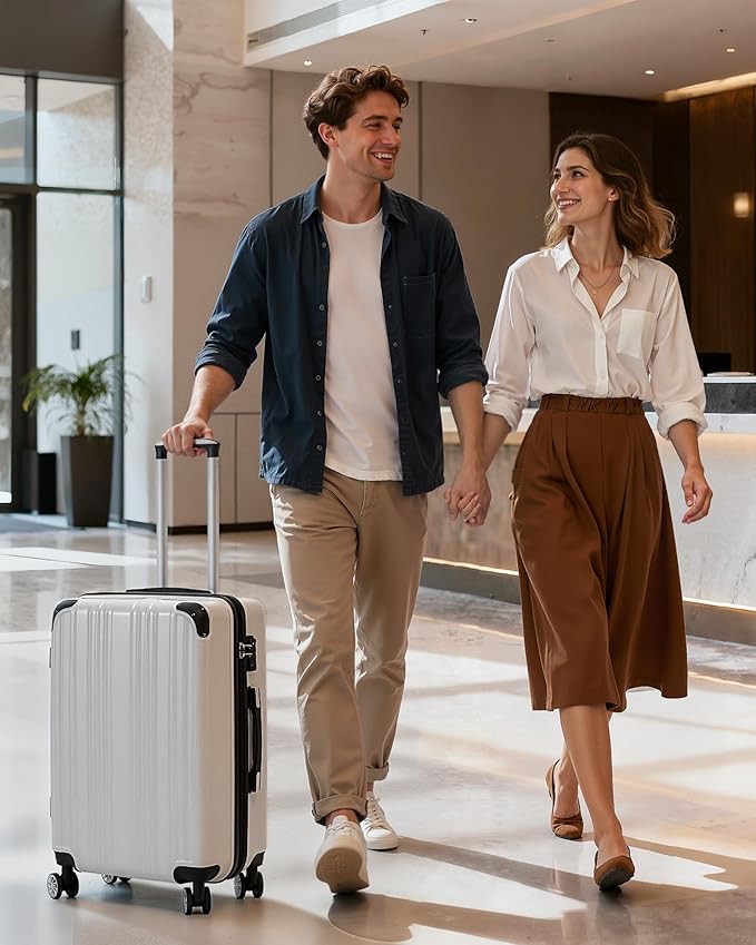 Coolife Luggage, Suitcase with Durable and Lightweight, Checked Luggage with PC+ABS Hardshell, Dual Spinner Wheels, TSA Lock, and YKK Zipper (wine wind new, M(24in))