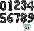 10PCS 40 Inch Large Foil Number Balloons 0-9 Set - Reusable Metallic Black Birthday Wedding Decorations