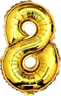 Glanzzeit 16 Inch Gold Balloons Decor Letters A to Z Numbers 0 to 9 for Wedding Prom Birthday Party (Number 8)