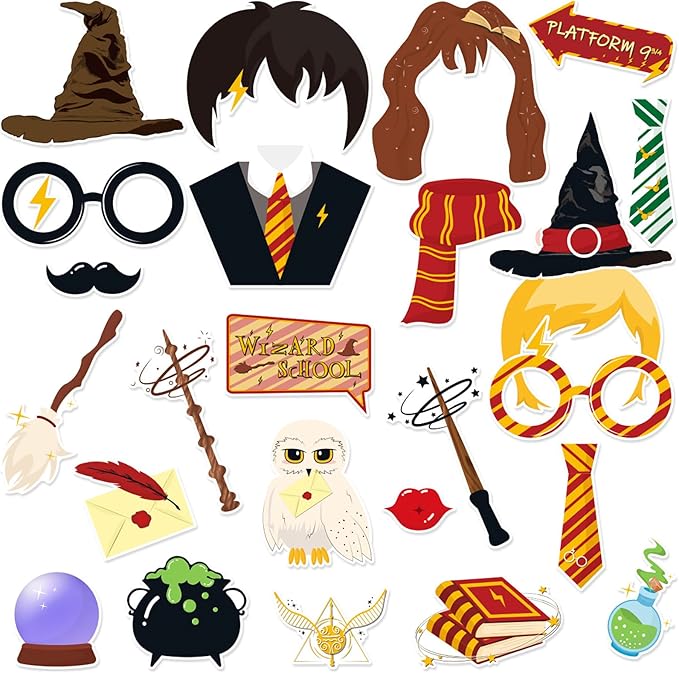 25 Pieces Magical Wizard Party Photo Booth Props Magical Photo Props Wizard Castle Themed Party Decorations for Kids Birthday Halloween Christmas School Party Supplies
