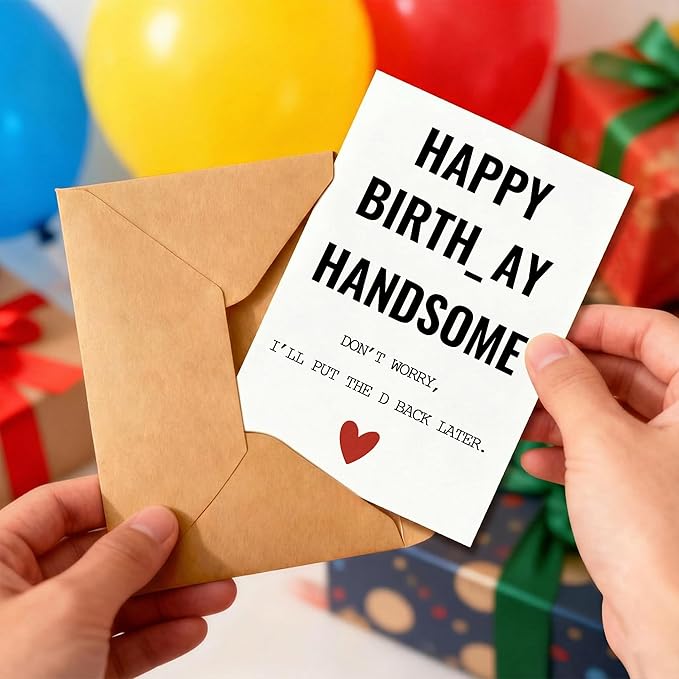 KINGNAME Funny Birthday Card for Him Husband Boyfriend, Mature Dirty Joke Humorous Pun Greeting Card, Naughty Gift for Men Handsome