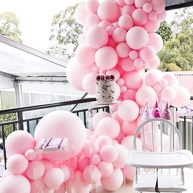 PartyWoo Pink Balloons 140 pcs Different Sizes of 18 12 10 5 Inch Pastel Pink Balloons Arch Kit Garland for Baby Shower Gender Reveal Birthday Bridal Shower Princess Party Decorations Pink-Q05