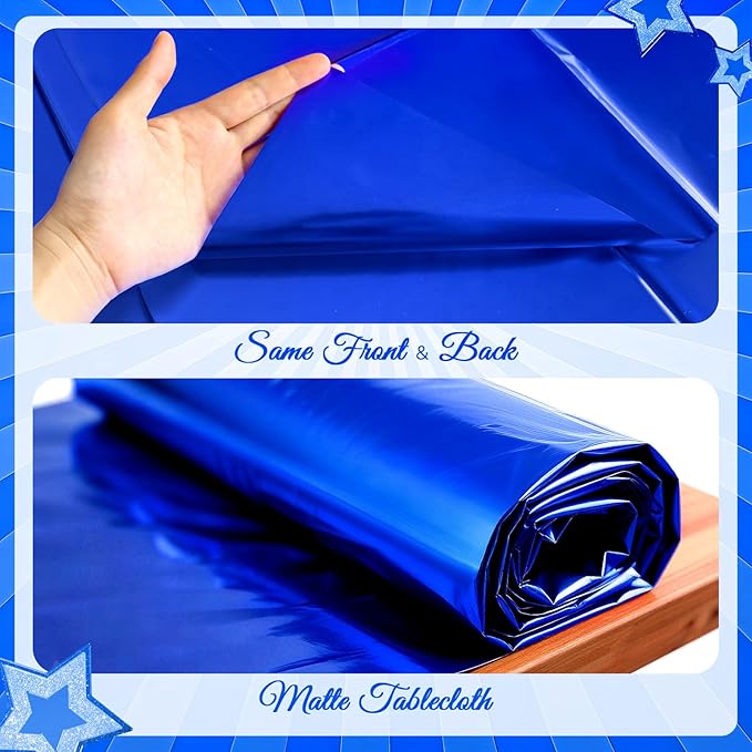 2 pcs Lake Blue Tablecloth Plastic -Stunning Metallic Matte Finish, 40" x 108" Baby Shower Blue Table Cloth, Perfect for Christmas Winter Birthday Party Wedding Grad Decorations