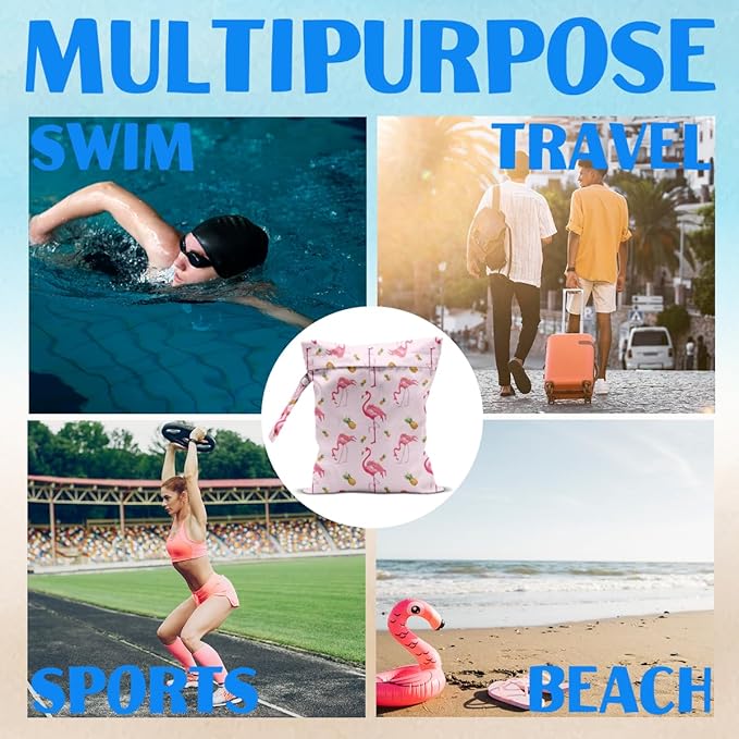 Beach Essentials, Wet Bag for Swimsuit Dirty Clothes Yoga Gym Diaper, Wet Dry Bag, Beach Vacation Essential for Travel Poor Bathing Summer Flamingo Gifts