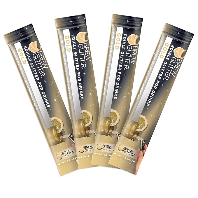 Brew Glitter Gold Edible Drink Glitter 4 x 2g Packets for Cocktails, Beer, Wine & Beverages