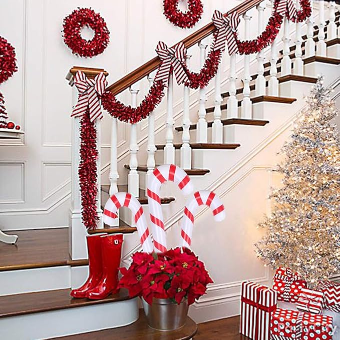 3pcs 35 Inch Inflatable Christmas Candy Cane for Christmas Decorations, Outdoor Holiday Decorations by QIFU