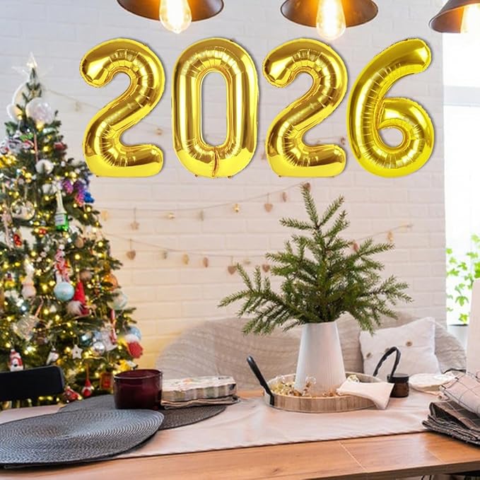 Gold 40 Inch Number Balloons, Happy New Year 2026, New Years Decorations, 2026 Balloon for Graduation Happy New Year and 2 6 20 26 Birthday Parties