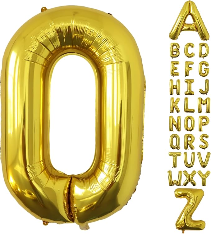 Letter Balloons Gold Party Balloon - 40 Inch Large Gold Letter O Balloon, Letter Balloon Birthday Decorations, Balloon for Women Men Anniversary Party Decorations Supplies