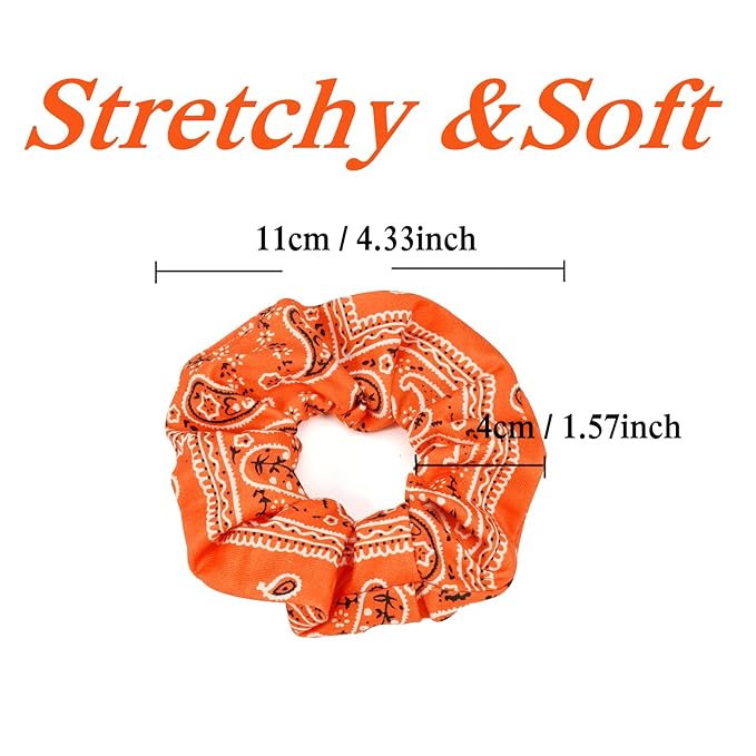 Halloween Hair Scrunchies for Women Girls Ghost Skeleton Candy Skull Hair Ties Fall Orange Bandana Hair Tie Halloween Party Gifts Elastics Scrunchy Hair Accessories