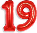 AULE 40 Inch Big Red Foil 19 Number Balloons for Girl Large 19th Happy Birthday Decorations Giant Huge Helium Mylar 91 Anniversary Party Decor