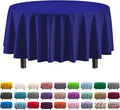 Party Solids Pack Of 6 Premium Plastic Tablecloth 84 Inch Round Plastic Table Cover - Navy