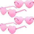 2/4/8/12/20 Pairs Heart Shaped Sunglasses Transparent Heart Glasses Rimless Trendy Eyewear for Valentines Party Favor