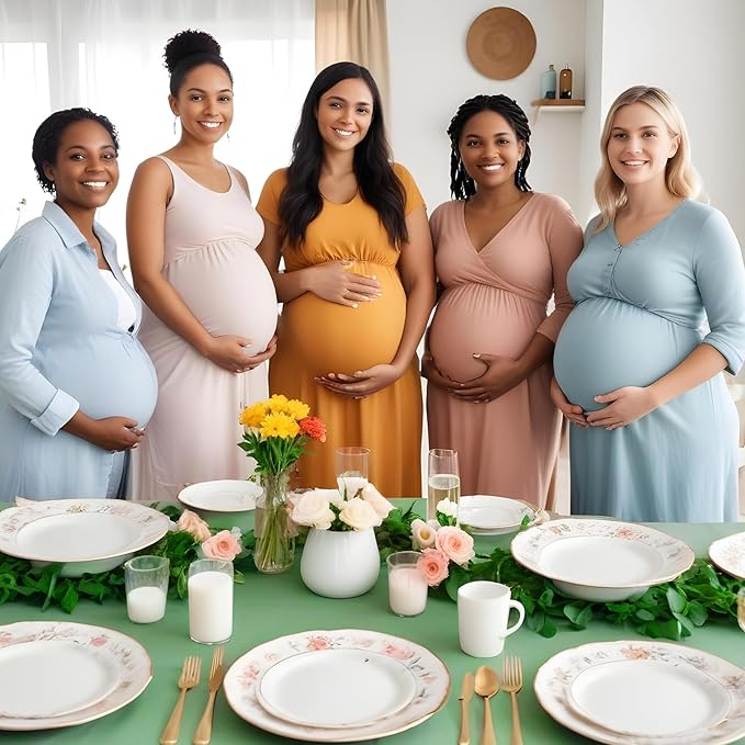 3 Pack Plastic Sage Green Tablecloth, 54 X 108Inch Scalloped Easter Table Cover Disposable Sage Green Tables Cloth for Rectangle Tables Waterproof Table Cover for Baby Shower Bridal Tea Party Wedding