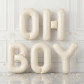 40 Inch Beige Oh Boy Balloons, Large Cream White OH BOY Balloon Letters, Neutral Ivory Sand White Big Alphabet Banner Sign Balloon for Boys Birthday Baby Shower Gender Reveal Party Decorations