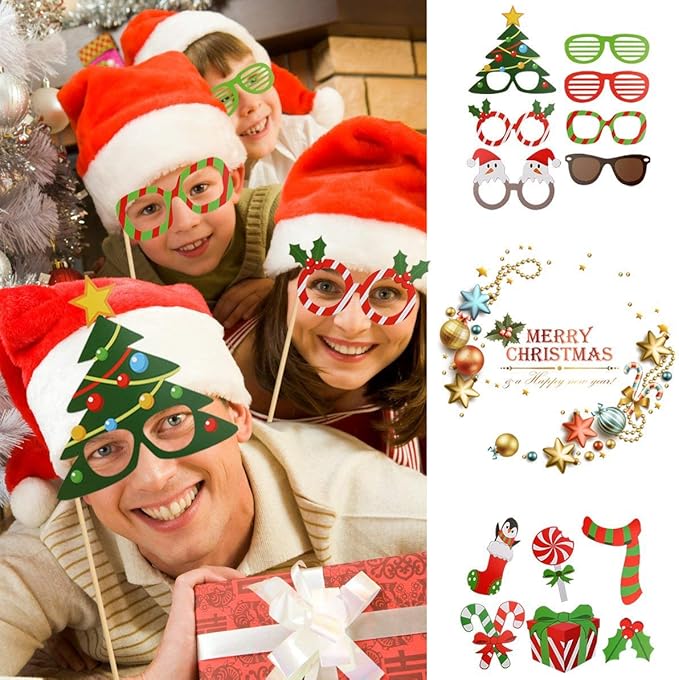 Christmas Party Decorations, Merry Christmas Decorations Supplies, Banner, Hanging Swirls, Paper Fans, Balloon, Photo Booth Props, Confetti, for Holiday Xmas Indoor Outdoor