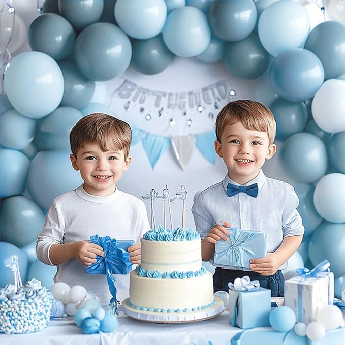 Dusty Blue Balloons Garland Kit, Double Stuffed Dark Dusty Blue Balloon Arch Different Sizes 18/12/10/5 Inch Latex Balloons for Birthday Gender Reveal Neutral Theme Party Decoration