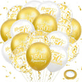 50th Anniversary Balloons 18Pcs White Gold 50th Anniversary Party Decorations for Women Men White Gold 12Inch Happy 50th Anniversary Latex Confetti Balloons for Indoor Outdoor Party Supplies