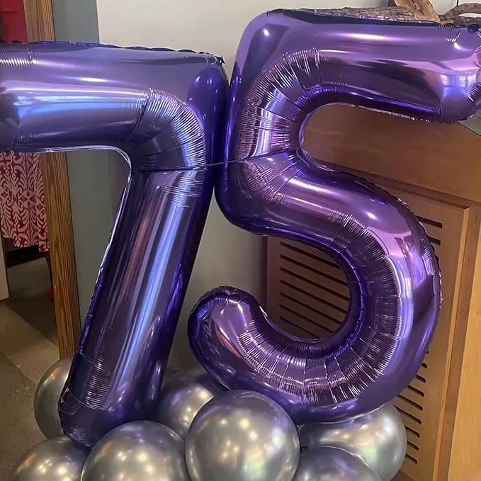 40 Inch Purple Number 17 Digital Balloon,Jumbo Mylar Foil Helium Balloon for 17 Balloons for Birthday Party,Wedding Anniversary Party Decorations