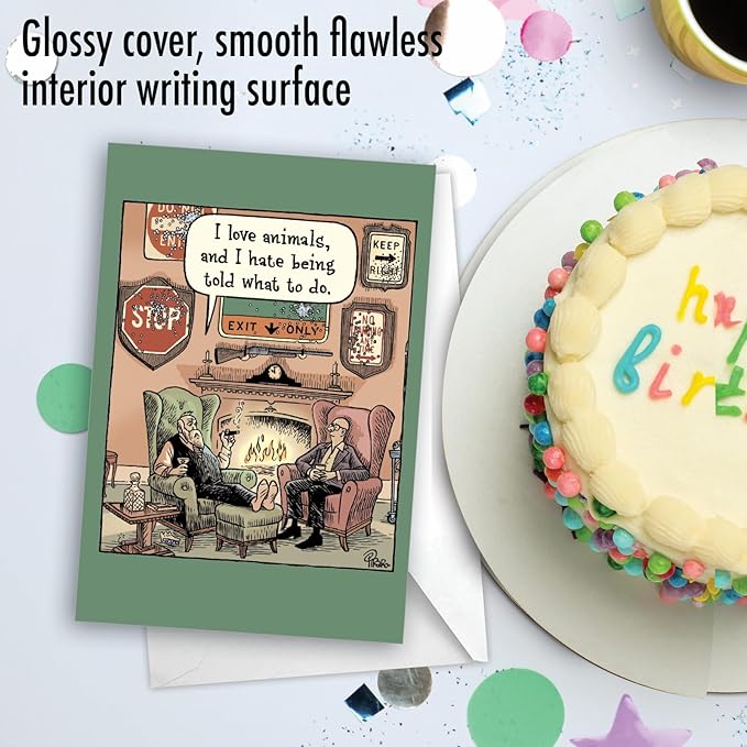 NobleWorks - 1 Funny Cartoon Birthday Greeting Card - Comic Humor, Happy Birthdays Celebration Card - Sign Trophies C9287BDG
